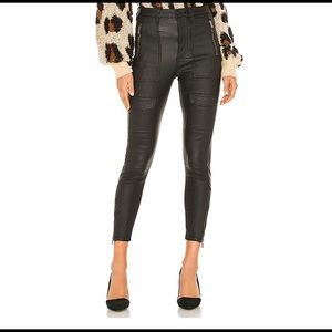 Coated Skinny Black Biker Pants